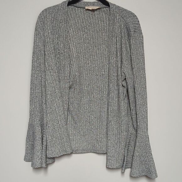 Philosophy Sweaters - Philosophy Gray Ribbed Open Front Cardigan